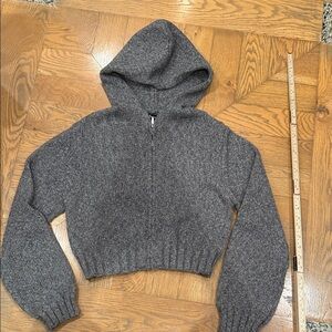 Olivaceous Heather Gray Knit Hoodie